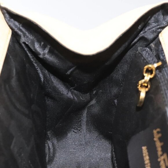 Salvatore Ferragamo Gancini Hand Bag Suede Beige Gold - Picture 13 of 16